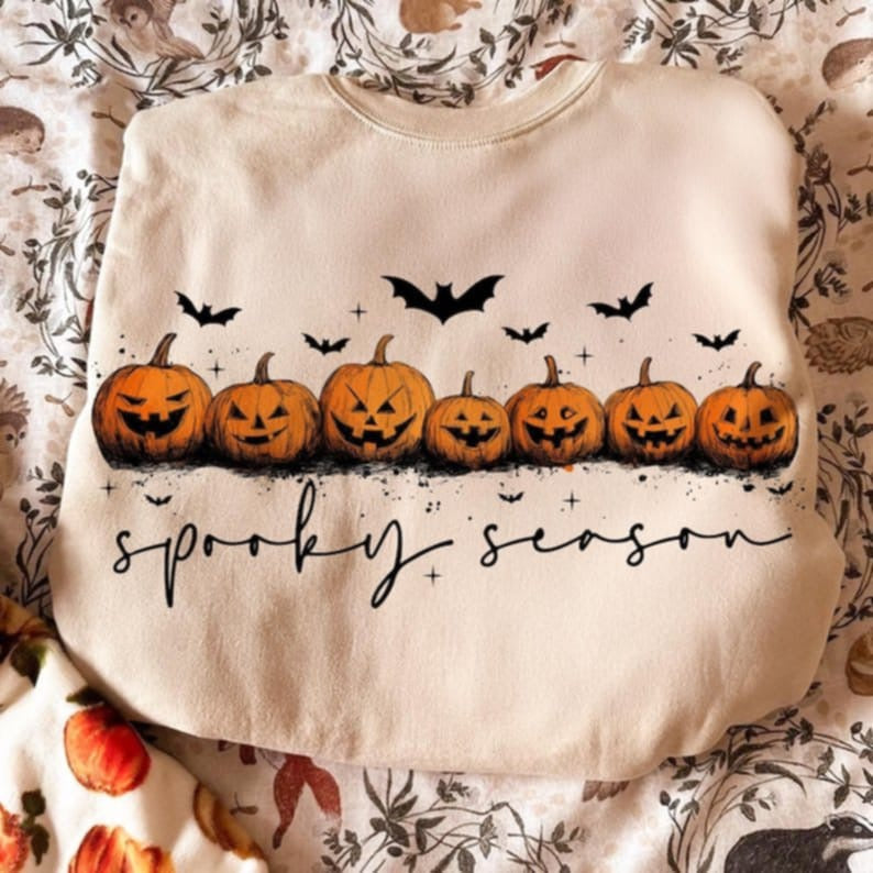 Spooky Season w/ seven pumpkins DTF transfer