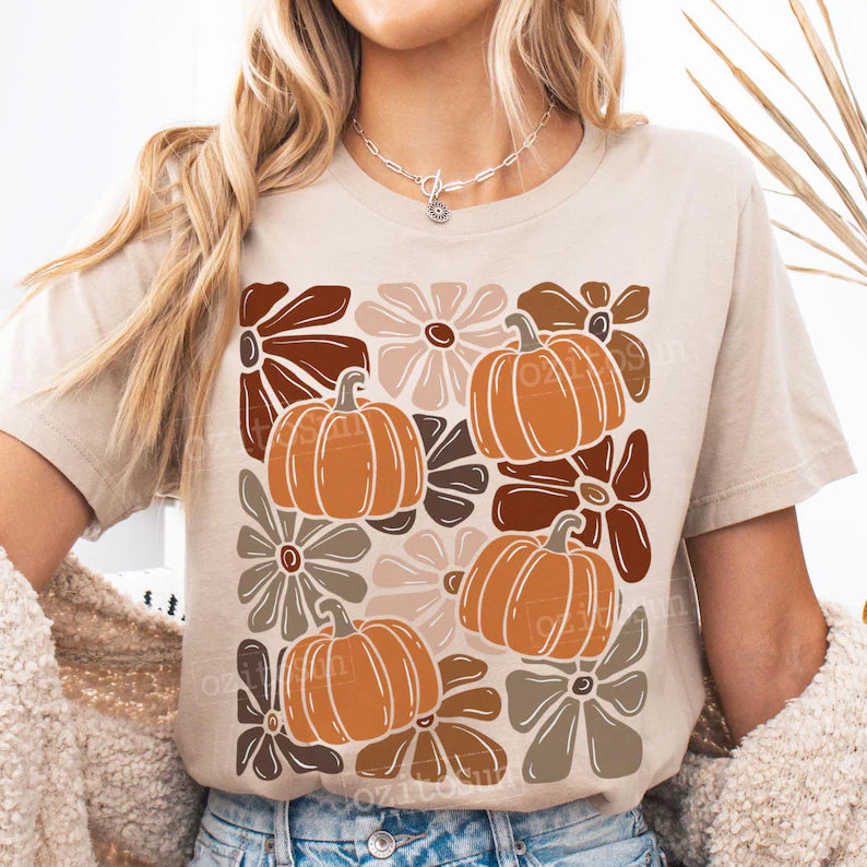 Pumpkins and flowers Sunday Special DTF transfer