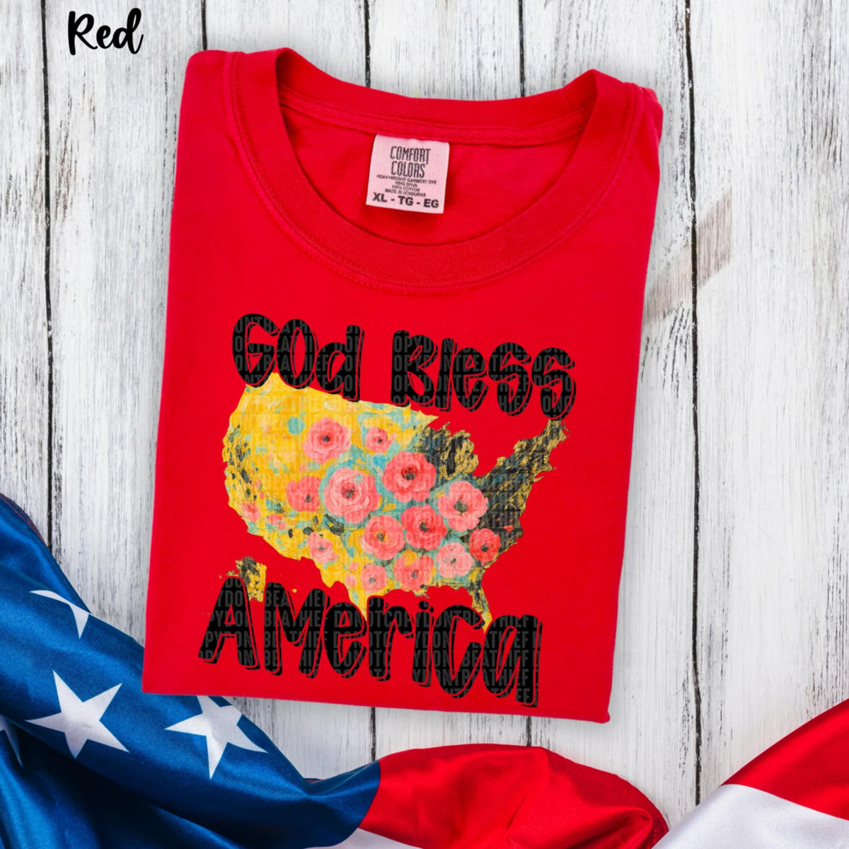 God bless the USA floral country (SDD) 99254 DTF transfer