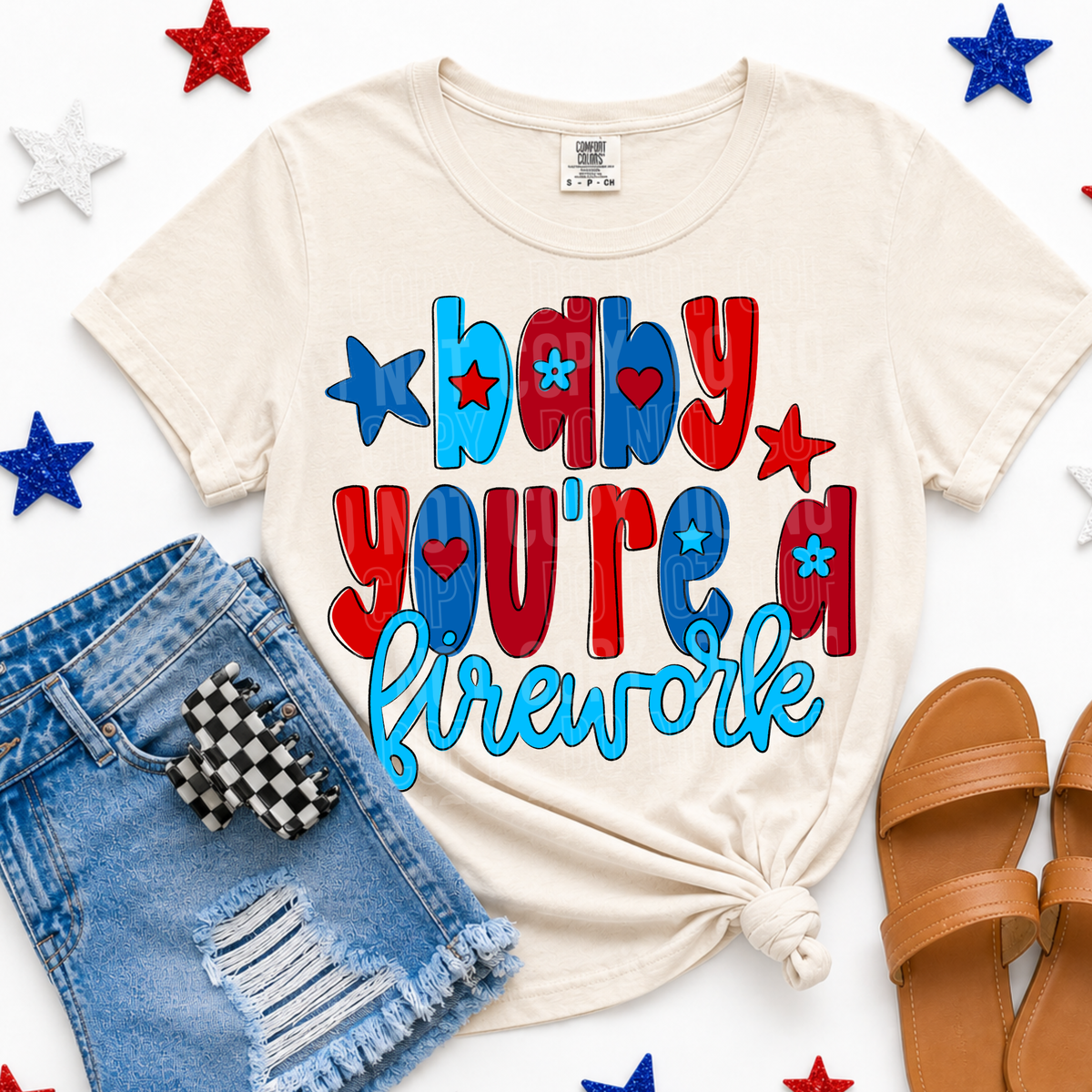 Baby you're a firework red and blue (SBB) DTF Transfer