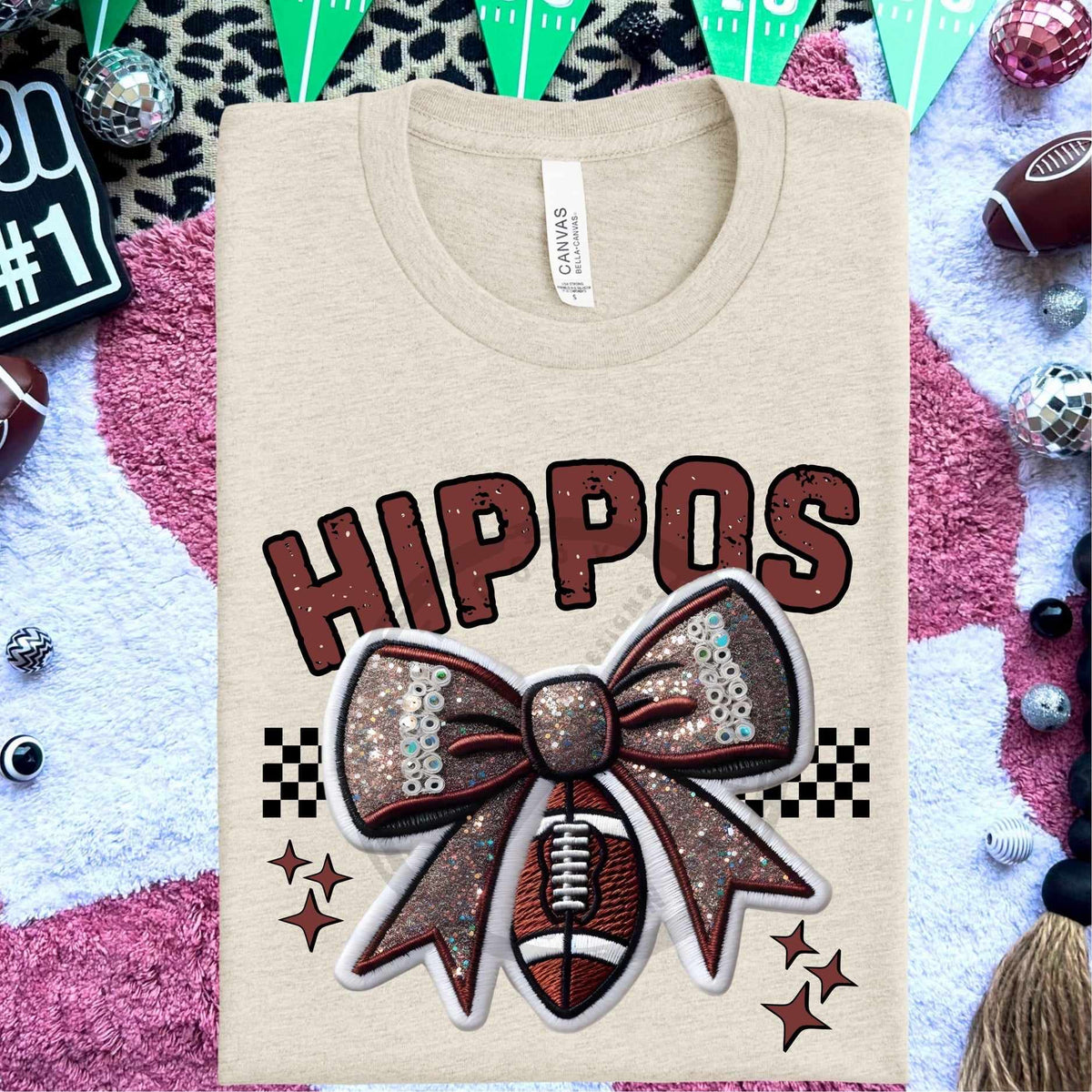 Hippos bow and football (HW) 58330 DTF transfer