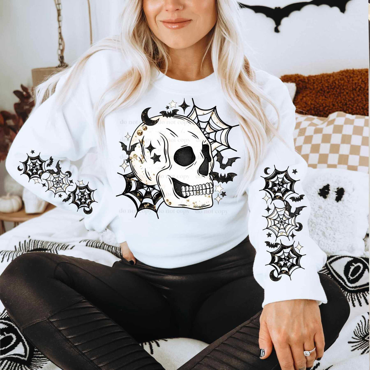 Skull black bats and webs FRONT (CSC) 55171 DTF transfer