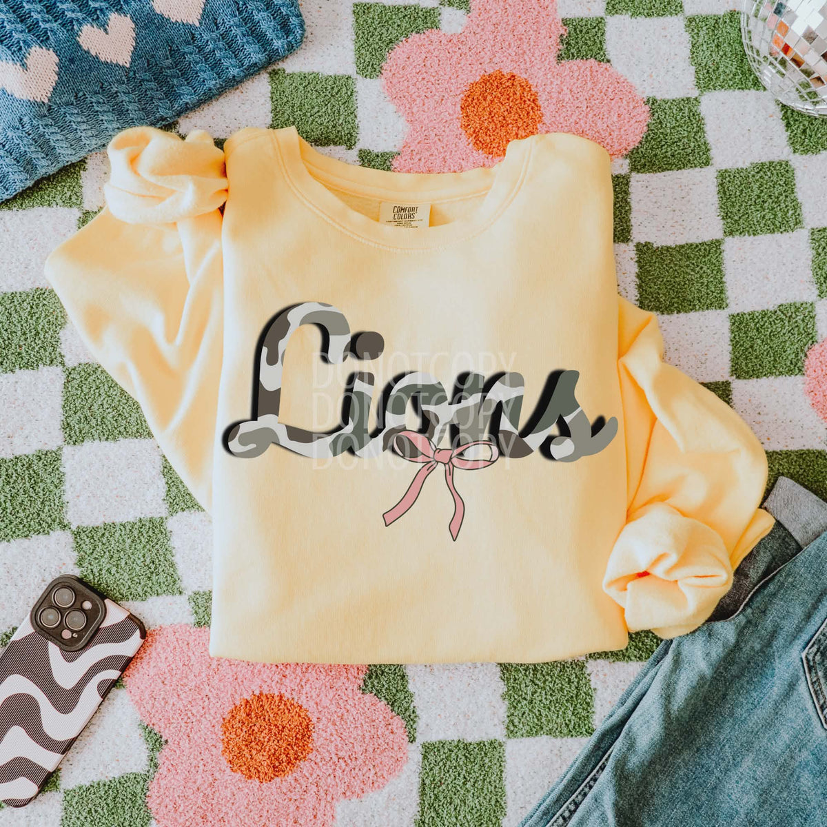 Lions camo cursive Mascots (CSG) DTF transfer
