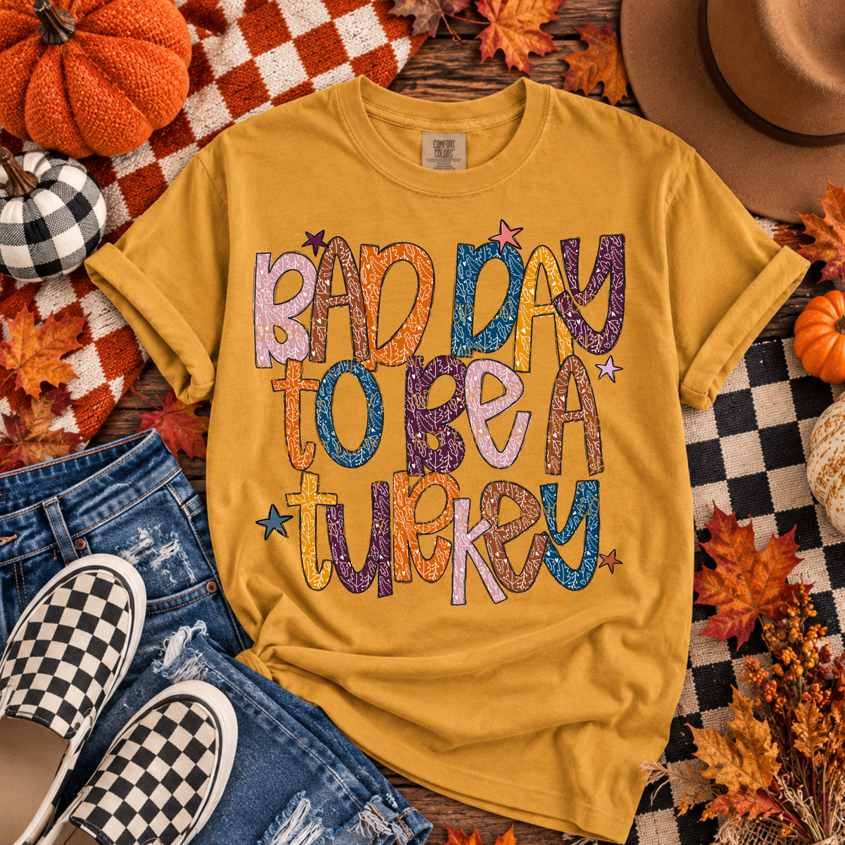 Bad day to be a turkey-Leaf Font (City) DTF Transfer