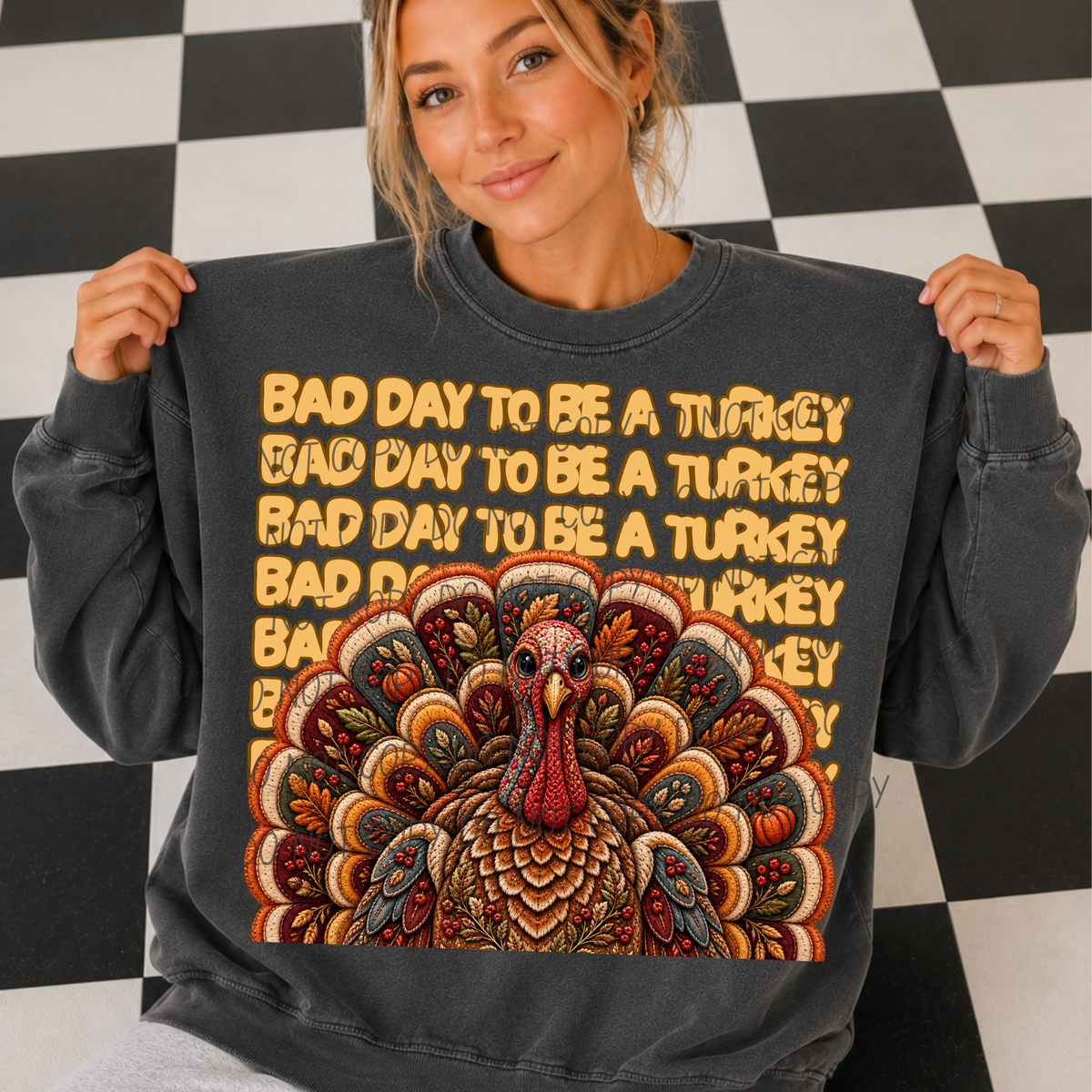 Bad day to be a turkey stacked font with turkey (City) DTF Transfer