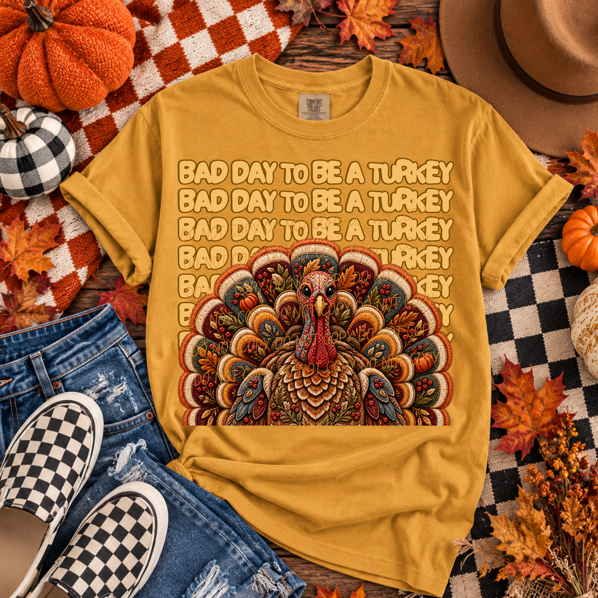 Bad day to be a turkey stacked font with turkey (City) DTF Transfer