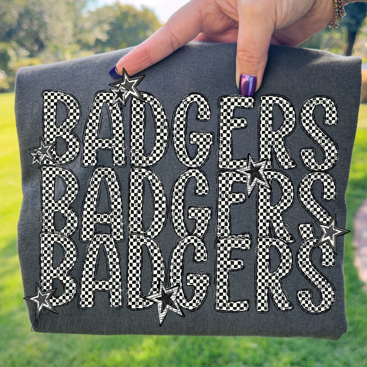 Badgers checker star stacked (City)DTF transfer