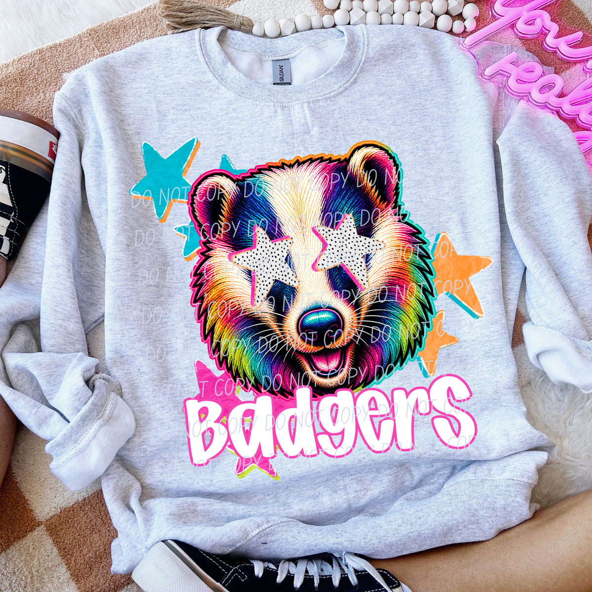 badgers pop art with stars (CITY) DTF Transfer