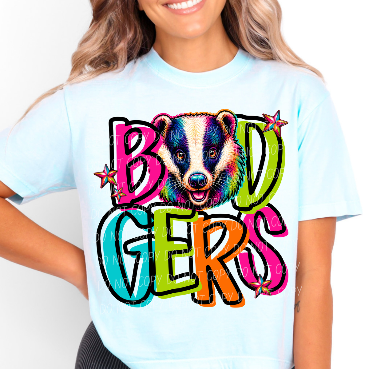 badgers rainbow stacked with head (city) DTF Transfer