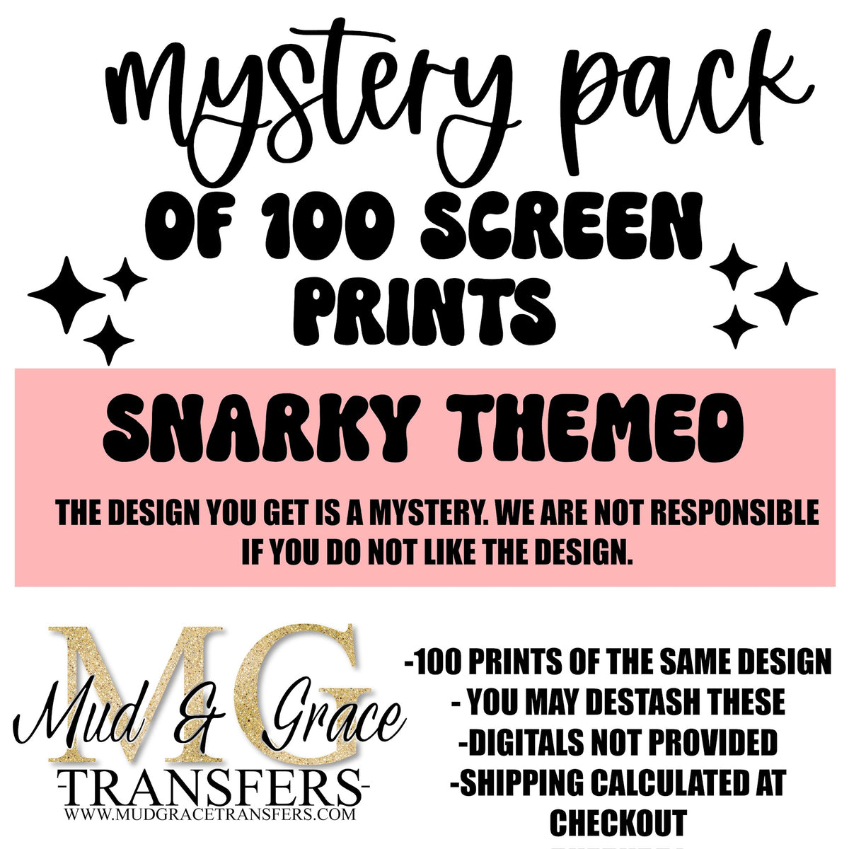 Snarky Mystery Screen print pack (see description)