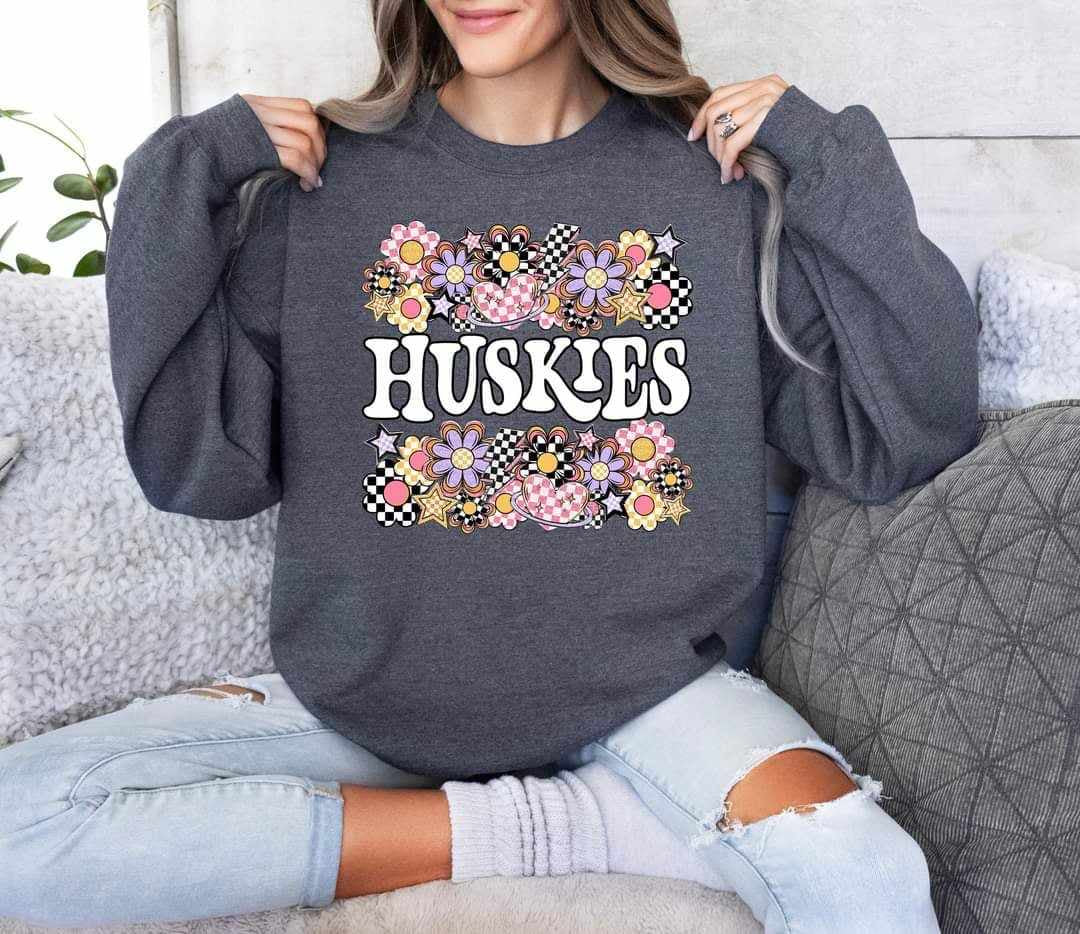 Huskies checkered florals (S&G) 62434 DTF transfer