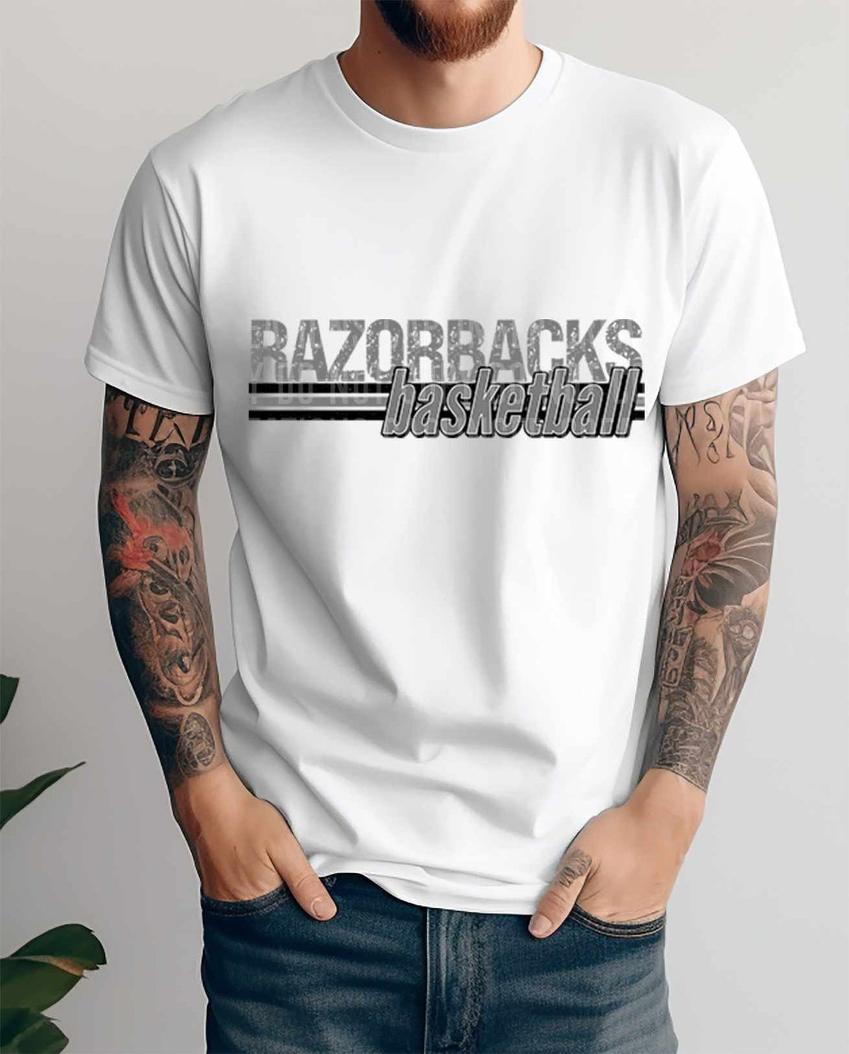 Razorbacks basketball grey vintage (caplinger) 82058 DTF transfer