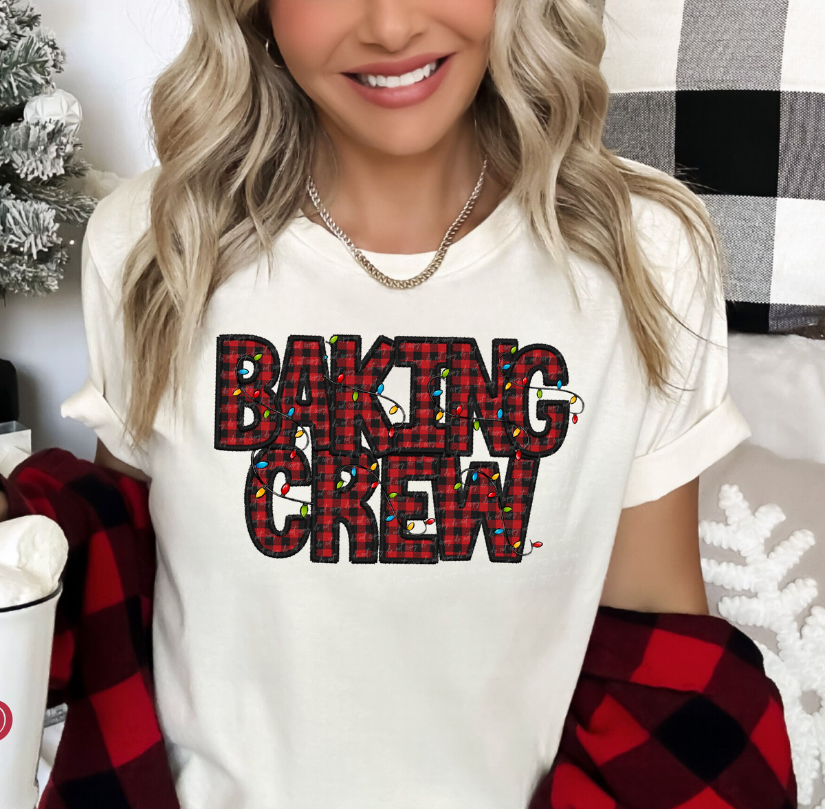 Baking Crew Christmas Light Black Red Plaid 111916 DTF transfer