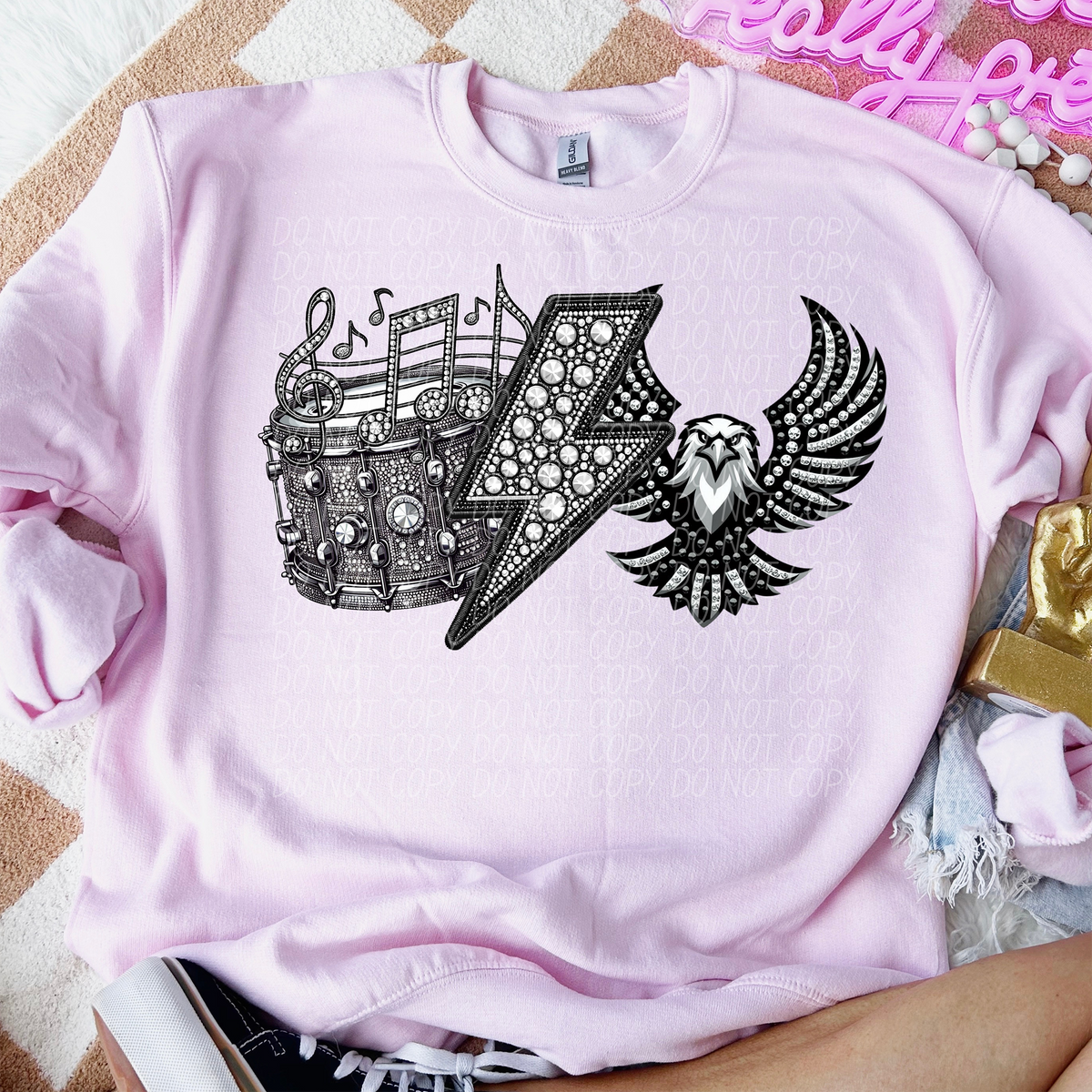 Band Mascot Eagles Faux Rhinestone (CITY) 57543 DTF transfer
