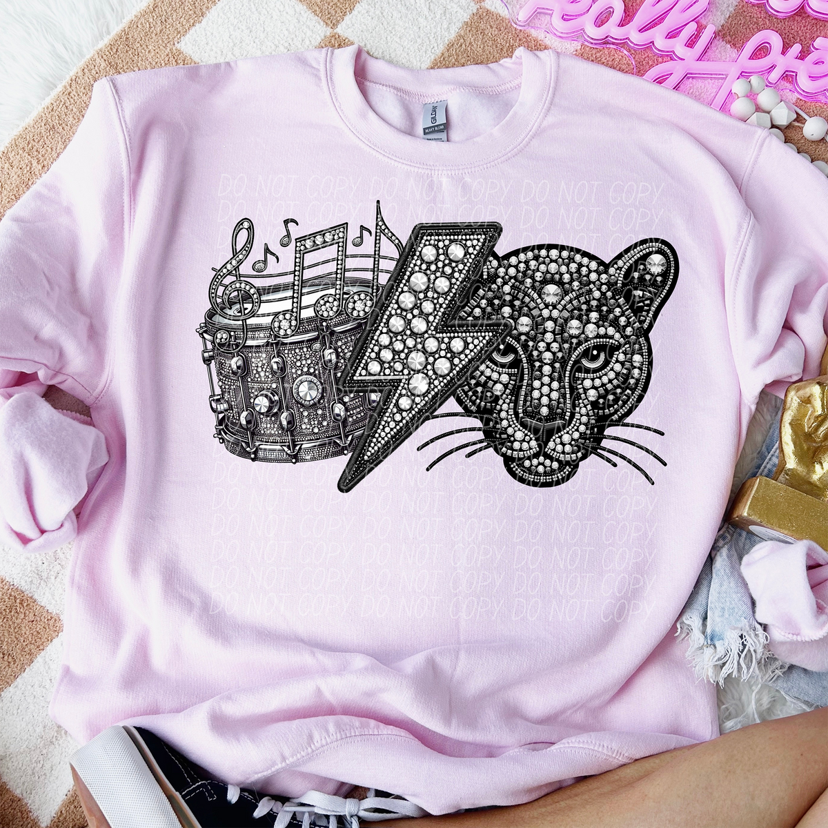 Band Mascot Silver Rhinestone Panthers (CITY) 57557 DTF transfer