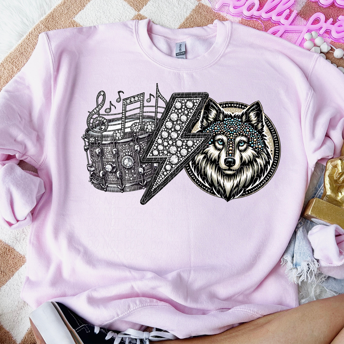 Band Mascot Circle Background Wolves (CITY) 57574 DTF transfer