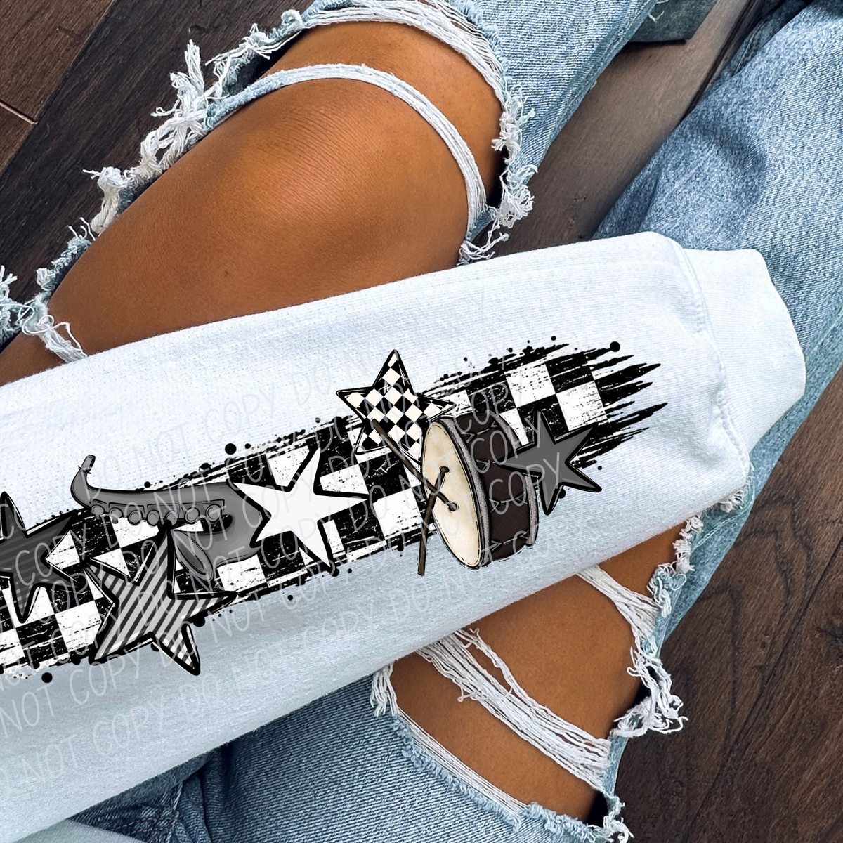 band sleeve checker sports black and white (city) DTF Transfer