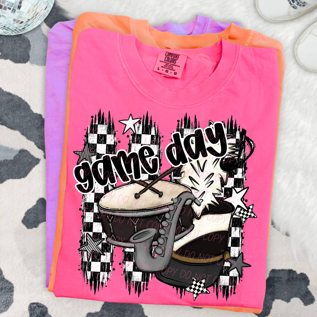 band game day checker sports black and white (city) DTF Transfer