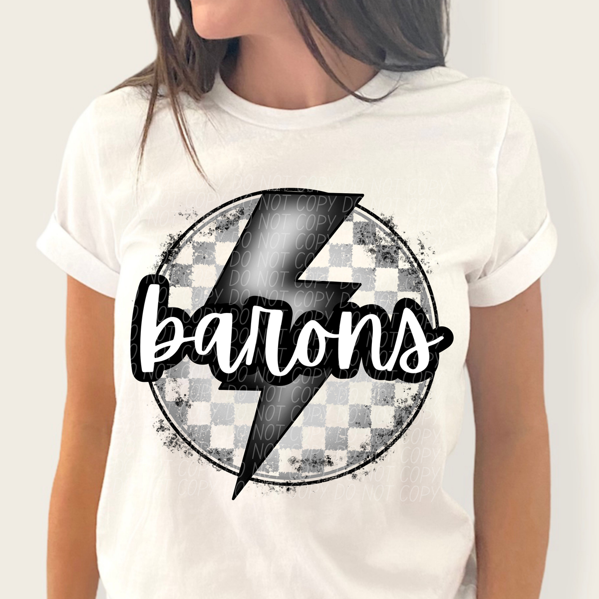Barons grey/silver lightning bolt circle CITY DTF transfer