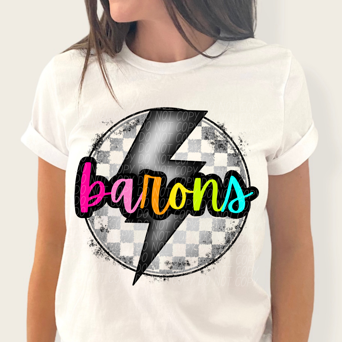 Barons BRIGHT COLORS FONT lightning bolt circle CITY DTF transfer