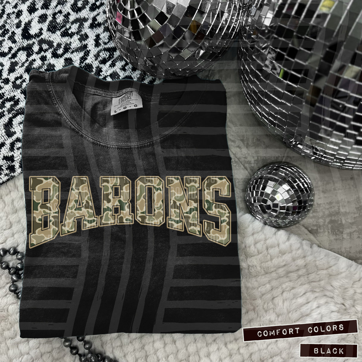 Barons glitter camo arched (Caplinger) DTF transfer