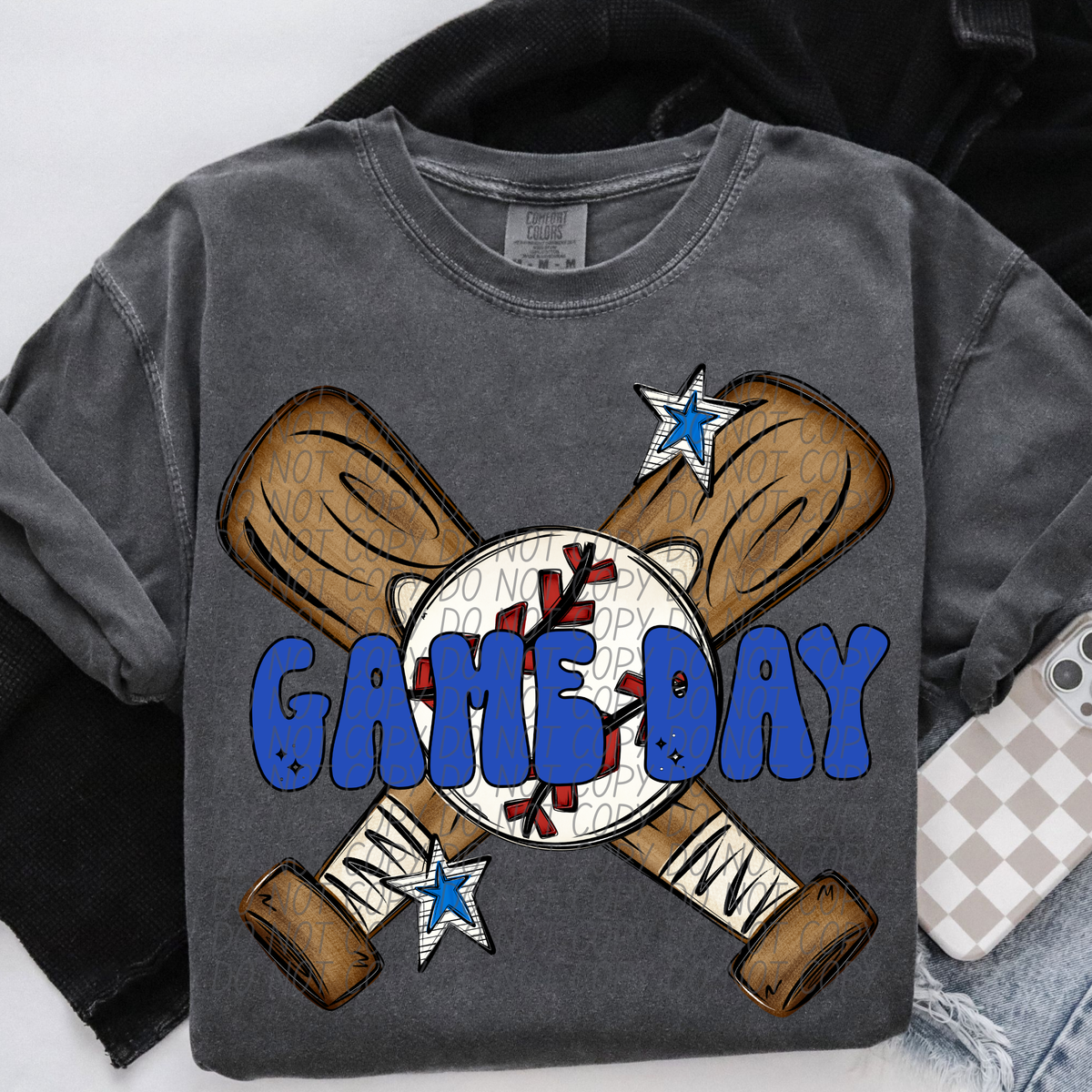 Baseball Game Day BLUE (City) DTF Transfer