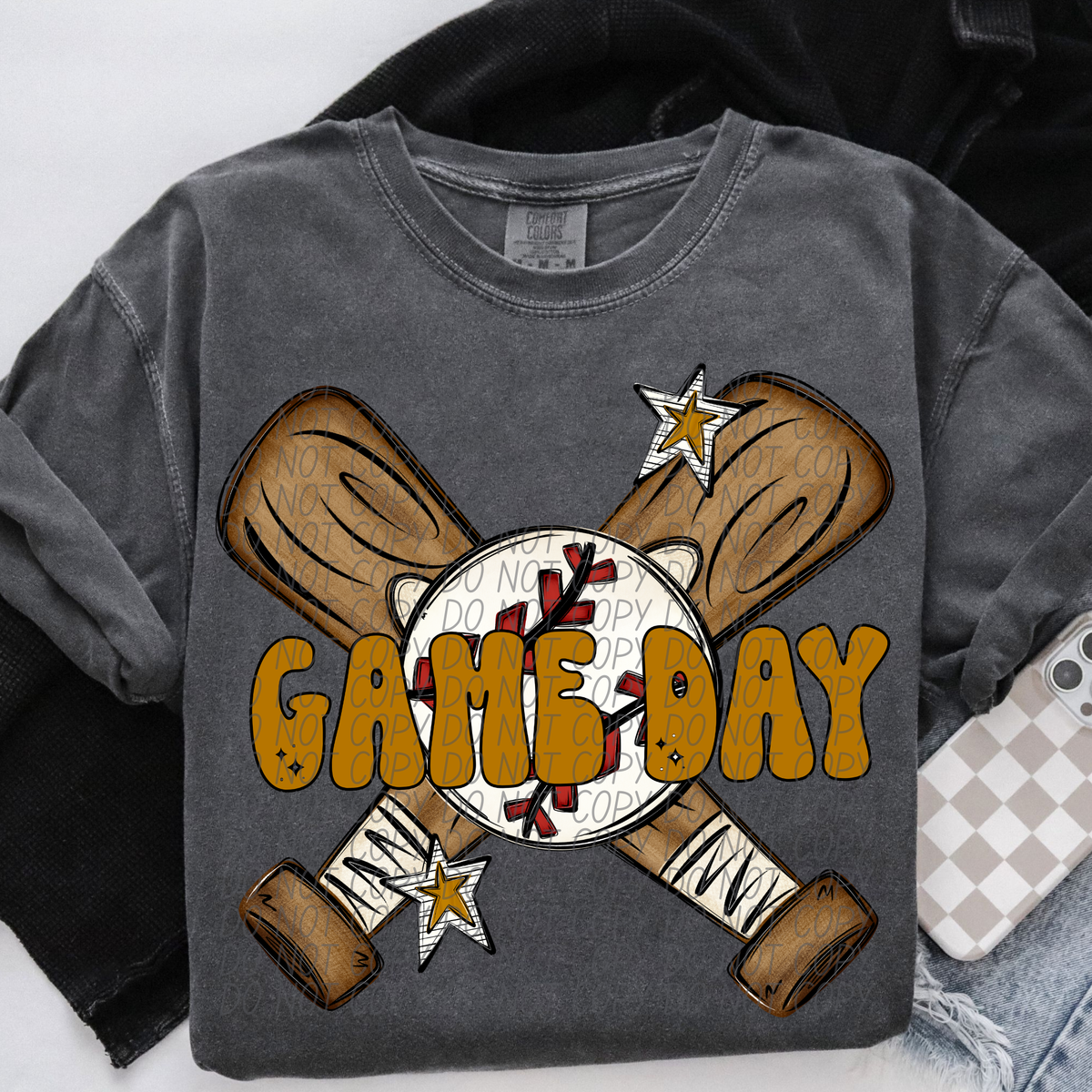 Baseball Game Day GOLD (City) DTF Transfer
