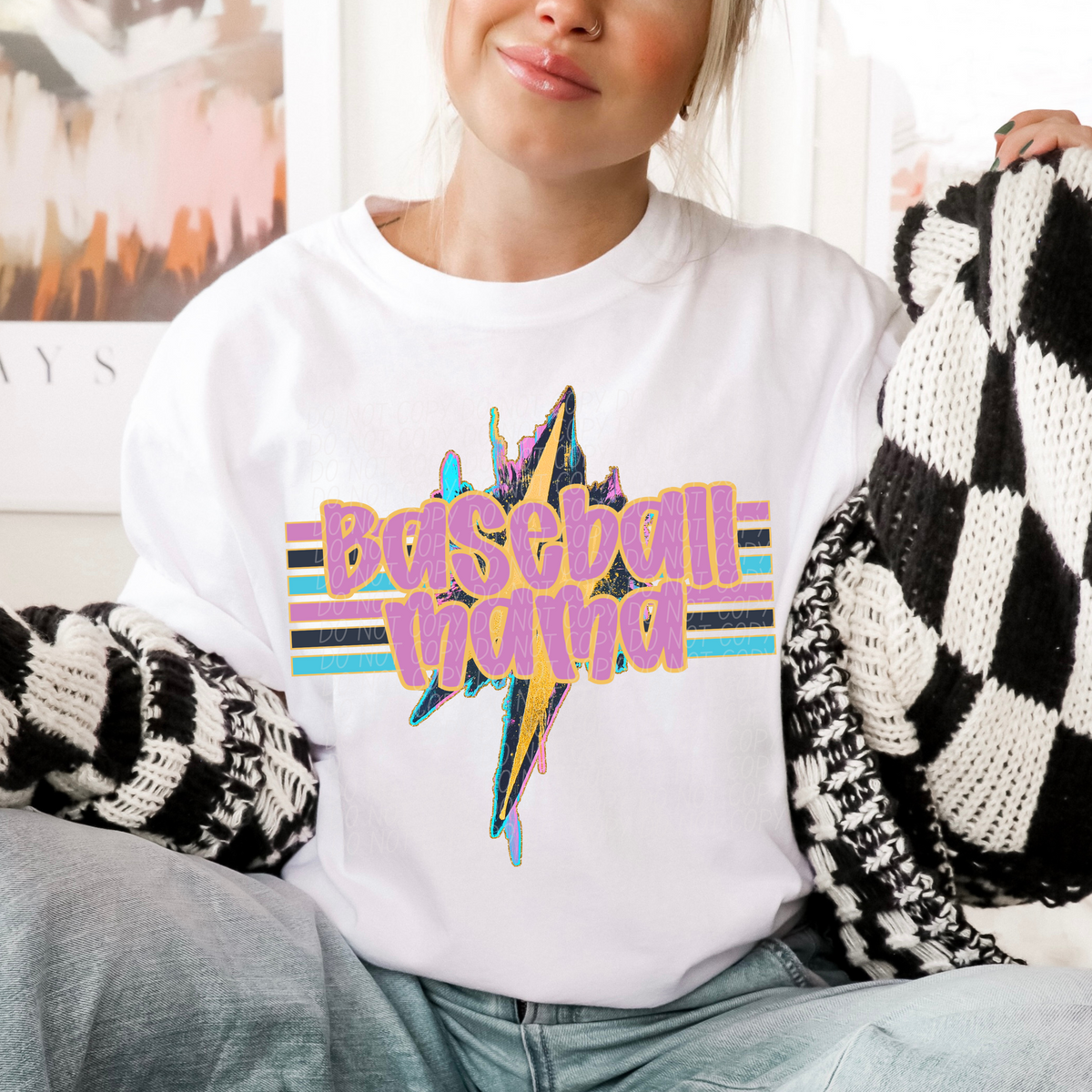 Geode Bolt Baseball Mama (CITY) DTF transfer