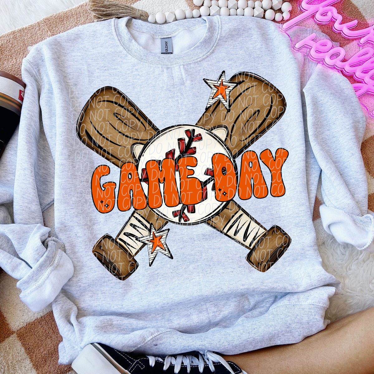 Baseball Game Day ORANGE (City) DTF Transfer
