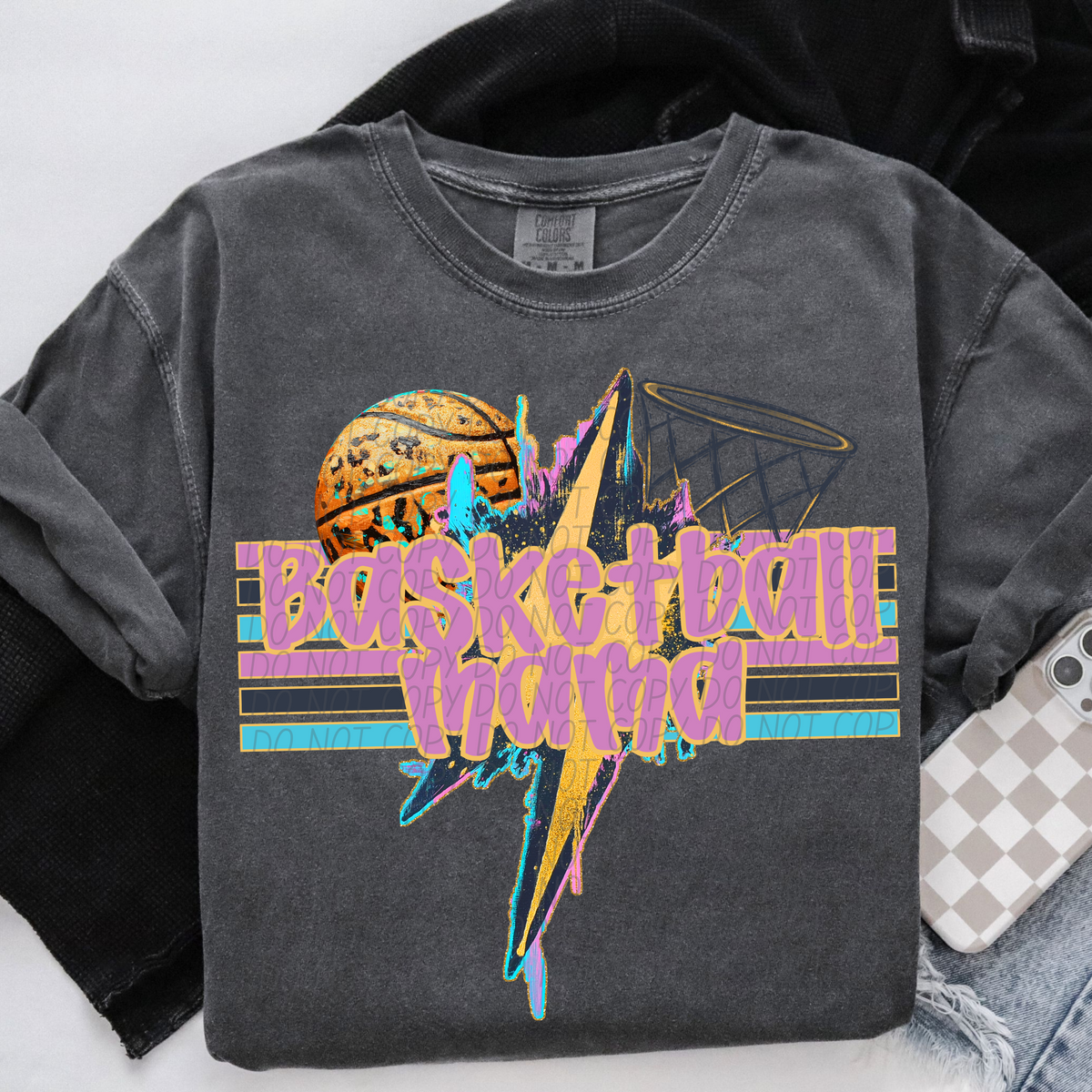 Geode Bolt with Net Basketball Mama (CITY) DTF transfer