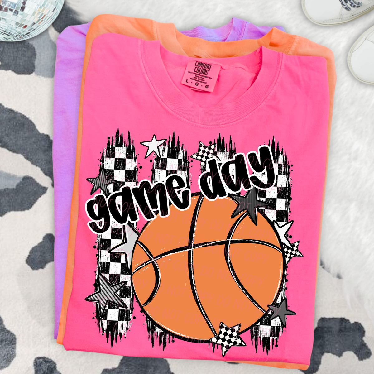 basketball game day checker sports black and white (city) DTF Transfer