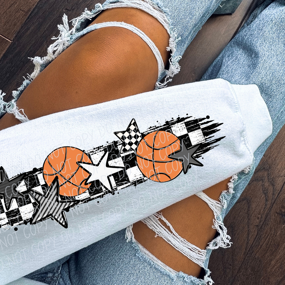 basketball sleeve checker sports black and white (city) DTF Transfer