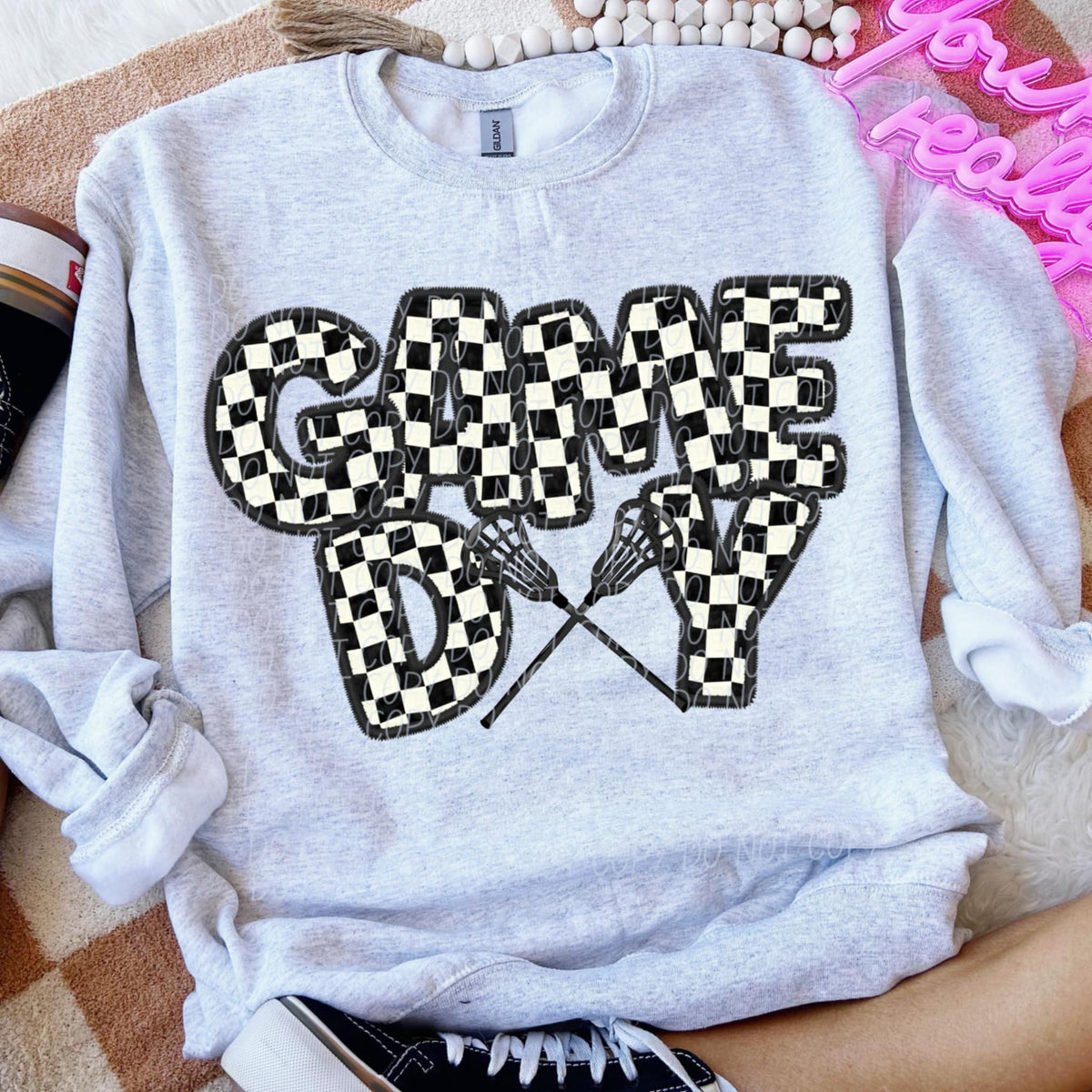 Game day lacrosse checkered (CITY) 91271 DTF transfer