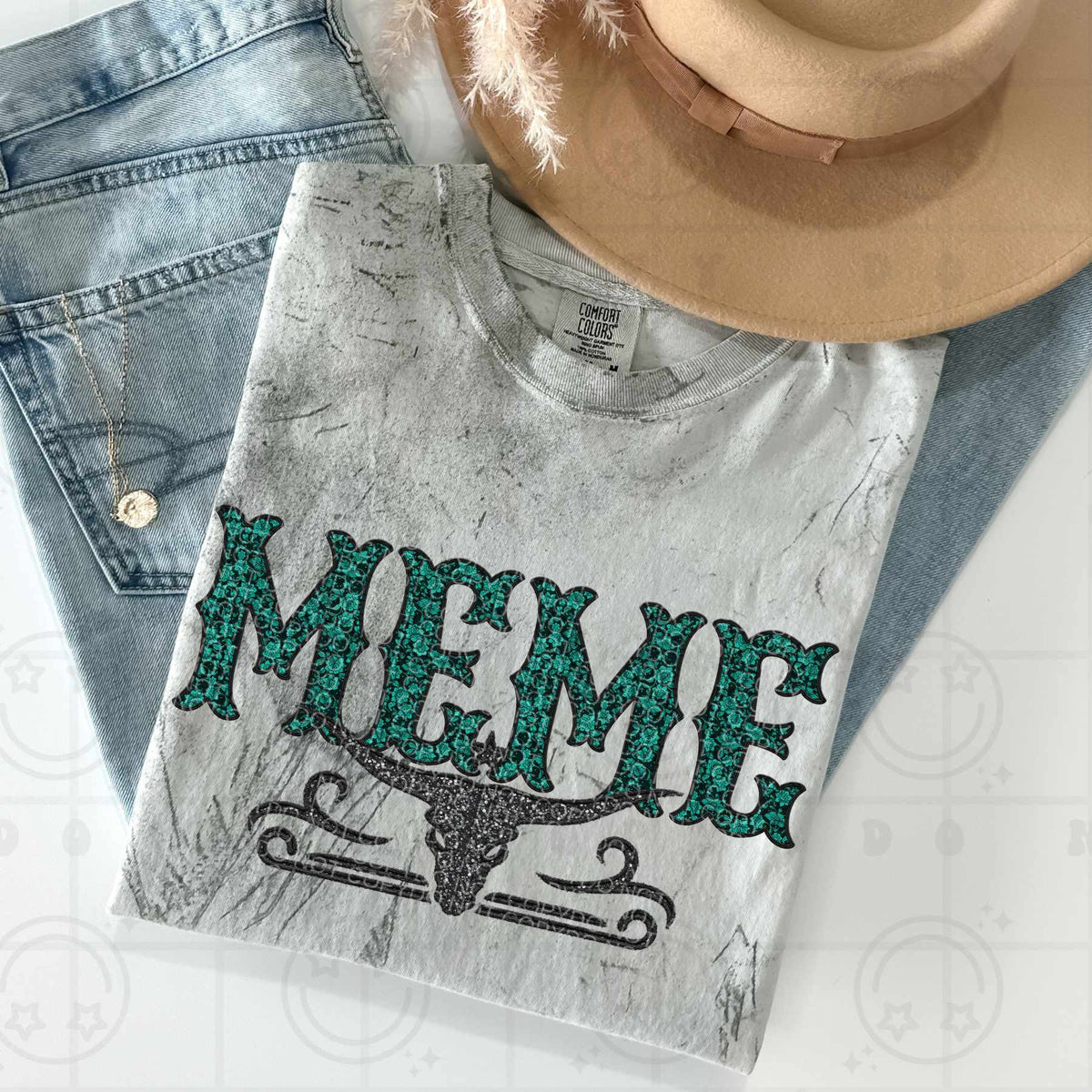 Meme bull skull (HW) 84489 DTF transfer