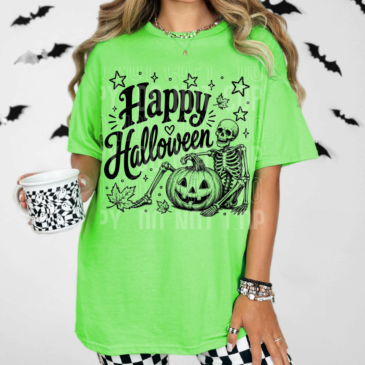 Happy Halloween skeleton Sunday Special DTF transfer