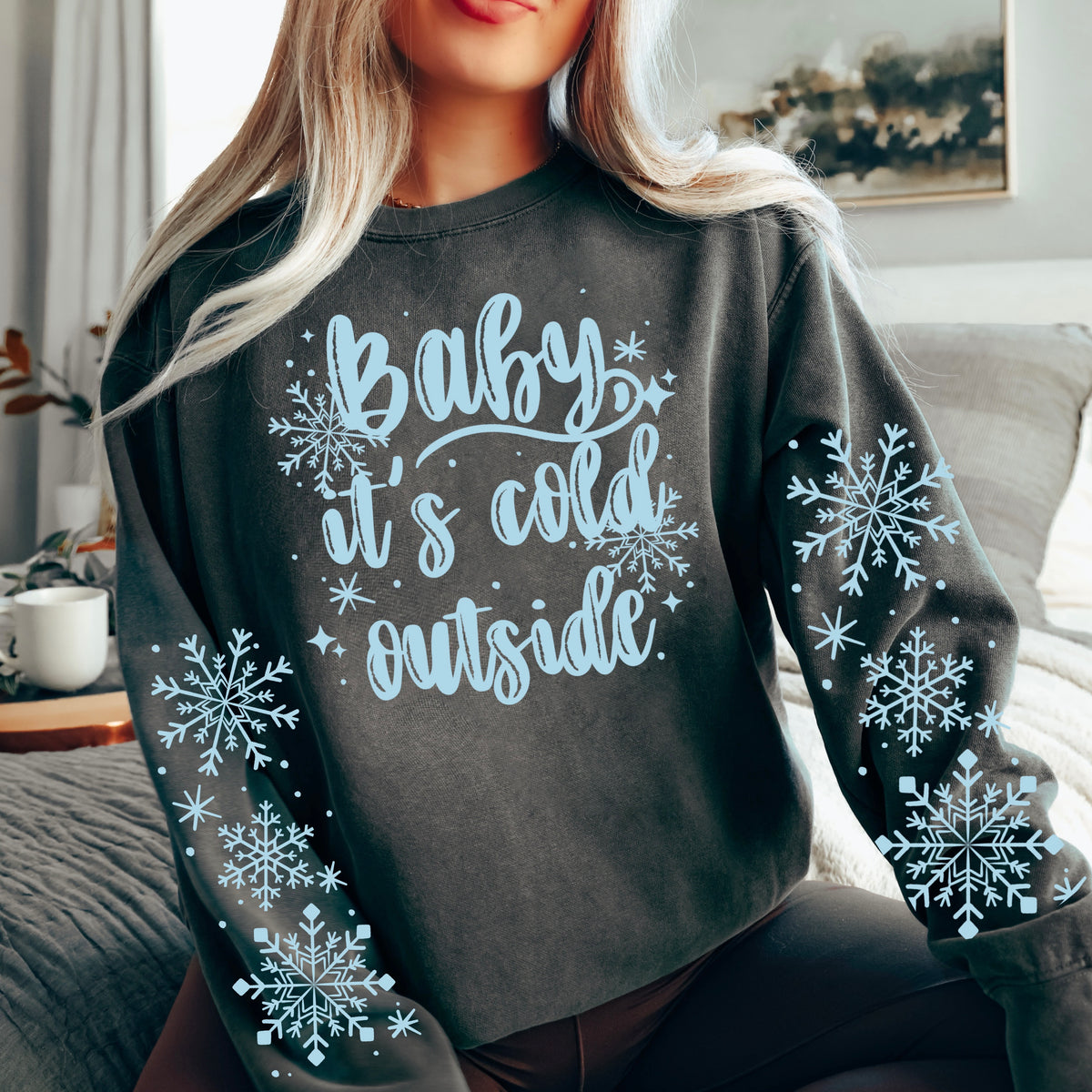 Baby it’s cold outside snowflakes blue (front only) (csc) DTF Transfer