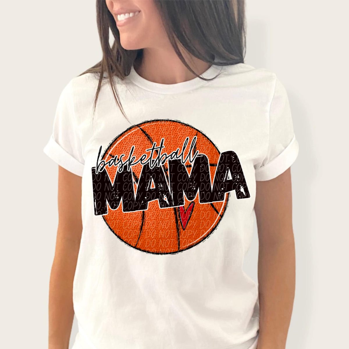 Basketball mama red heart (CITY) 97191 DTF transfer