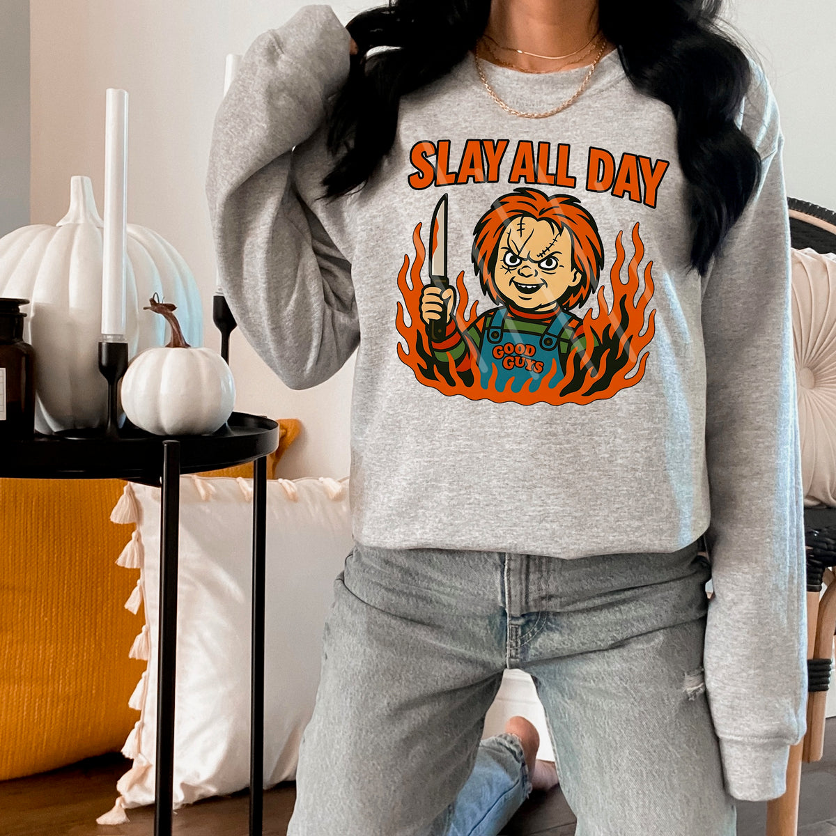 CHUCK Slay All Day flames (MZ) 113476 DTF transfer