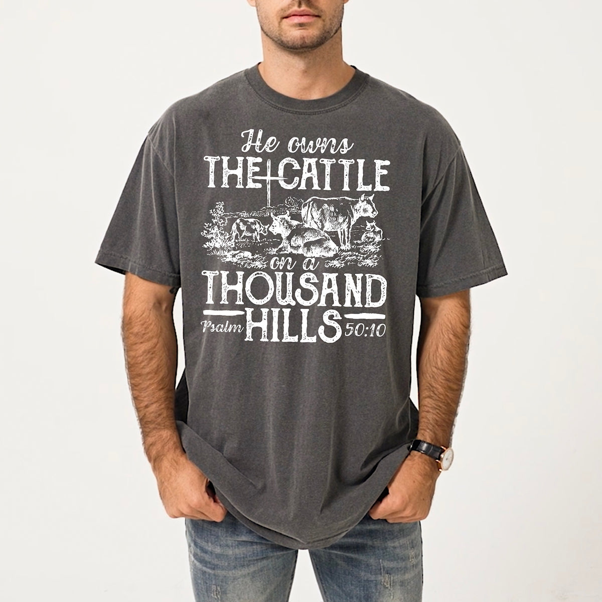 He owns the cattle (white) DTF Transfer