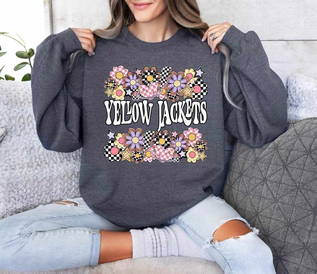 Yellow jackets checkered florals (S&G) 62414 DTF transfer