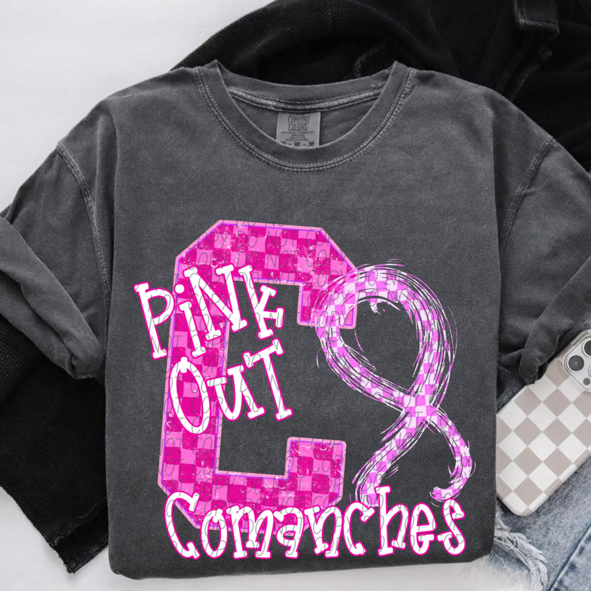 Comanches Pink Out Varsity (city) DTF Transfer