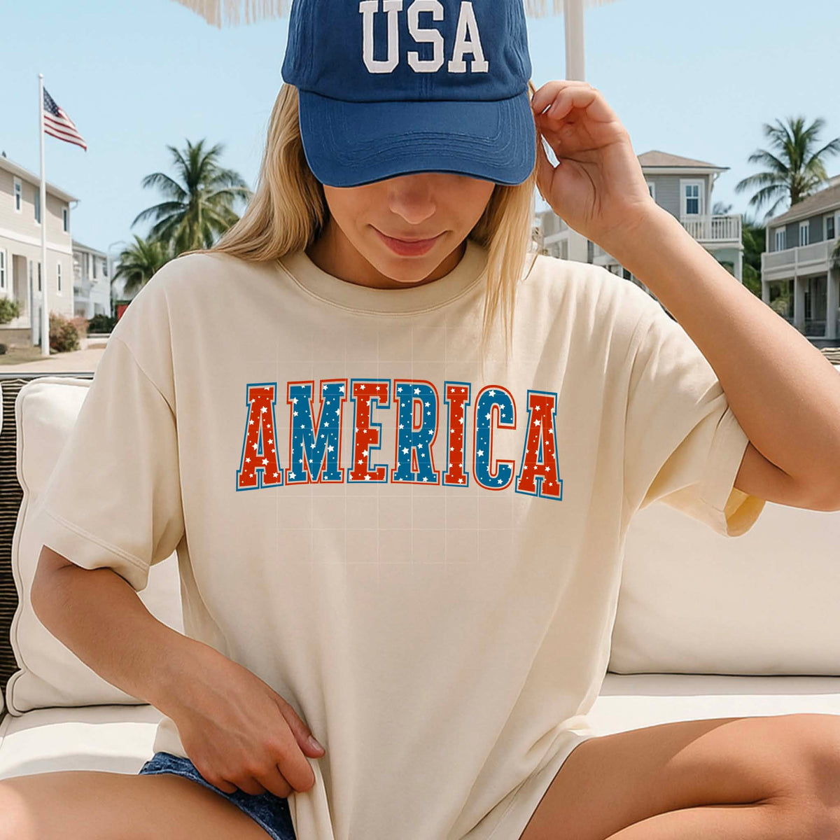 America blue and red (CSC) Sunday Special DTF transfer