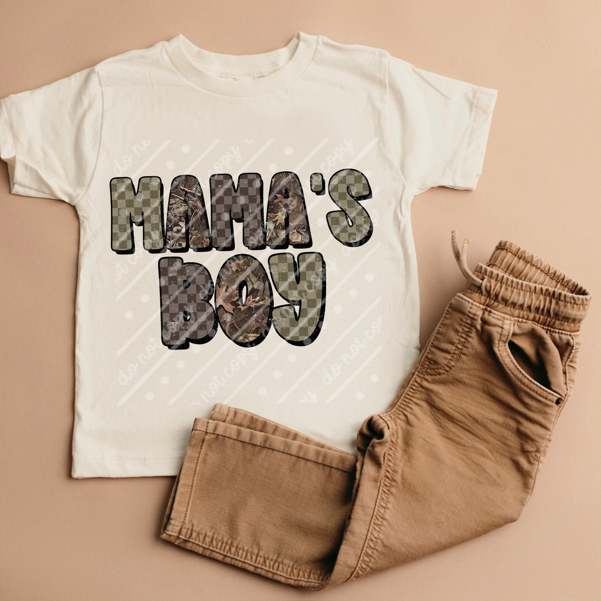 Mamas boy checker camo (scarlow) DTF transfer