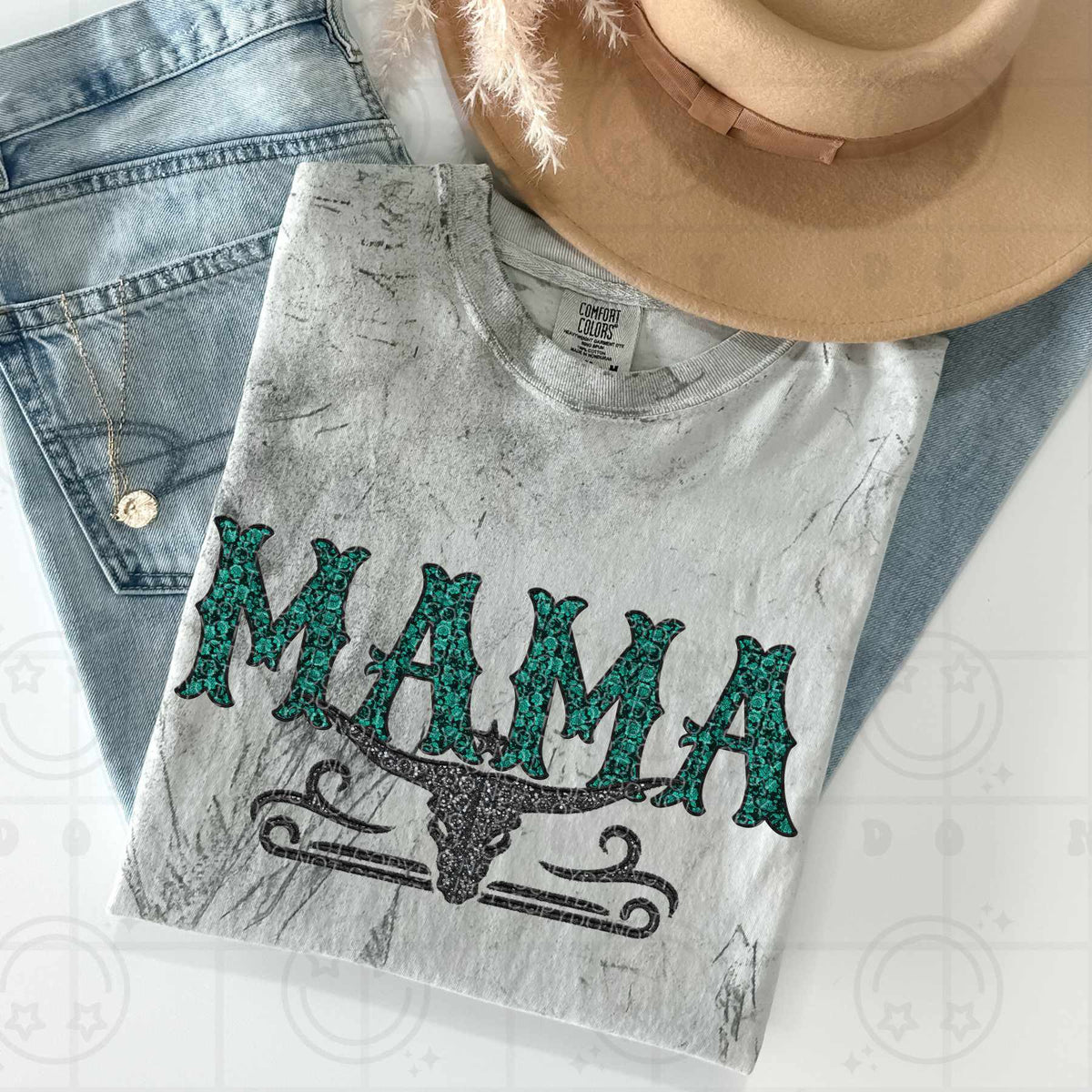 Mama bull skull (HW) 84508 DTF transfer
