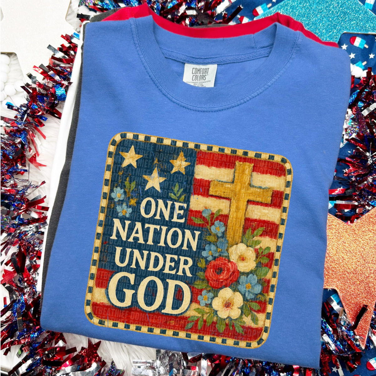 One nation under god flag background (SDD) 99252 DTF transfer