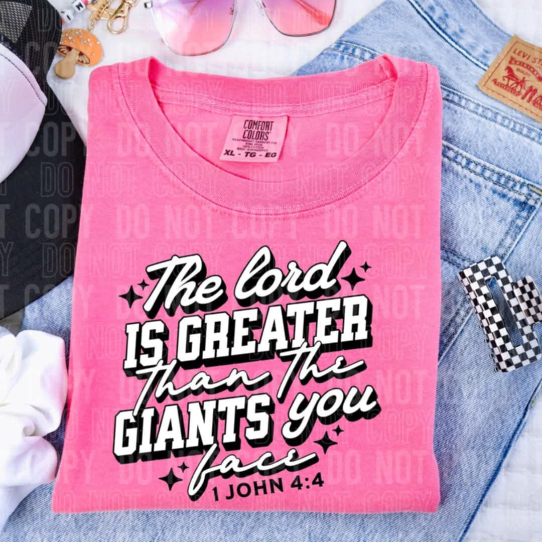 The lord is greater than the giants you face 90227 DTF transfer