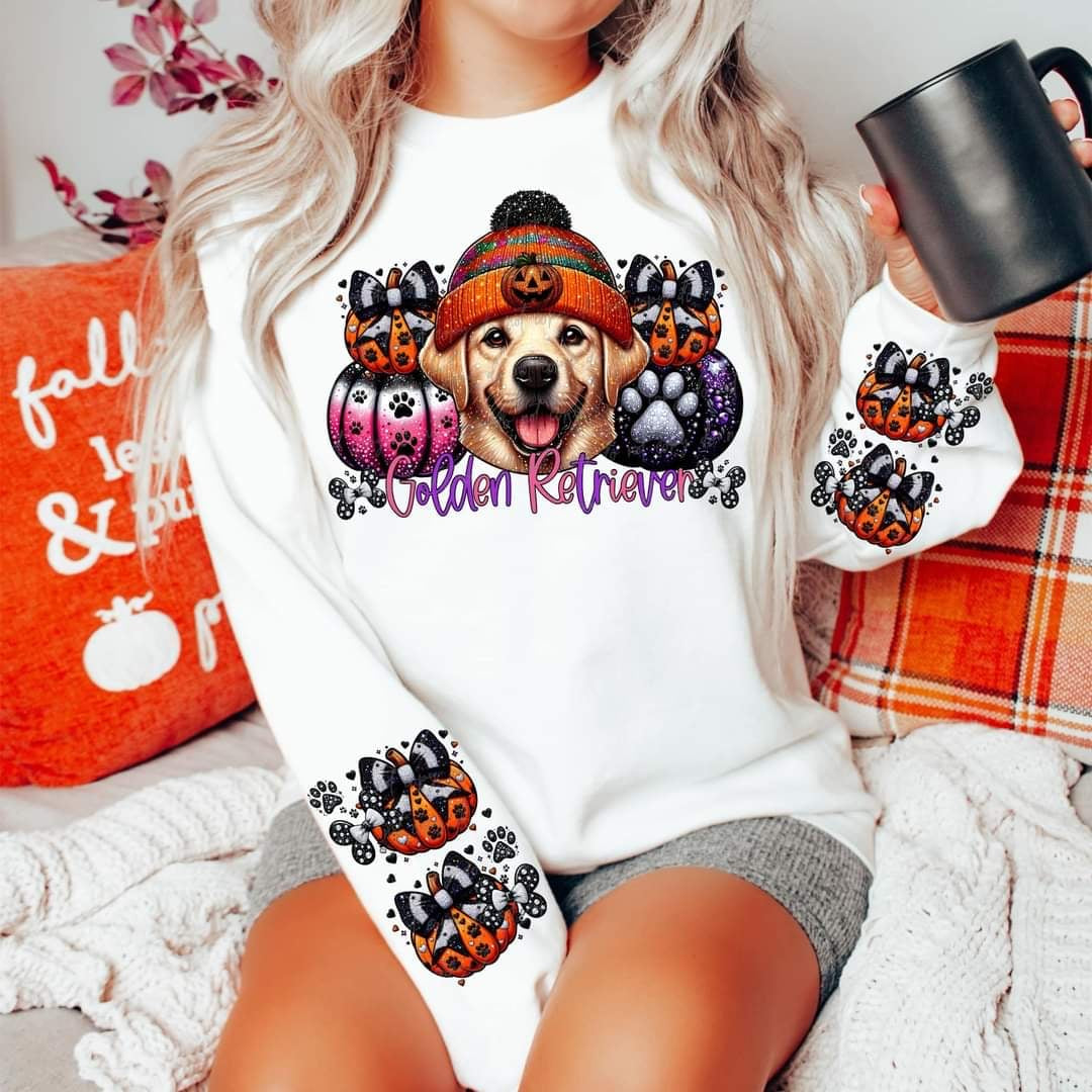 Golden retriever Halloween dog FRONT ONLY (VIRGO) 53812 DTF transfer