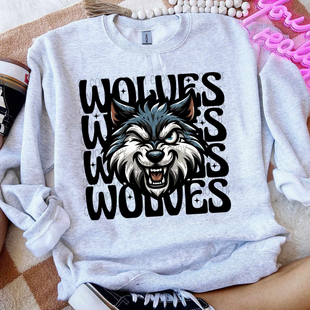 Wolves stacked Winking Mascot SWD 49031 DTF transfer