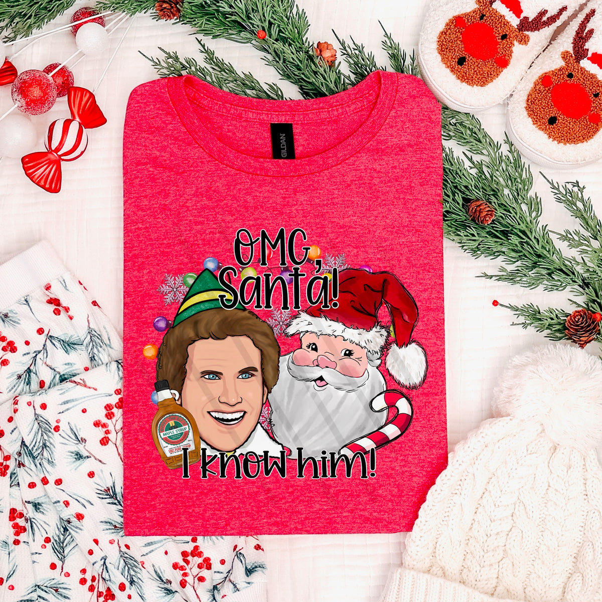 OMG santa I Know him with Santa and elf 113926 DTF transfer