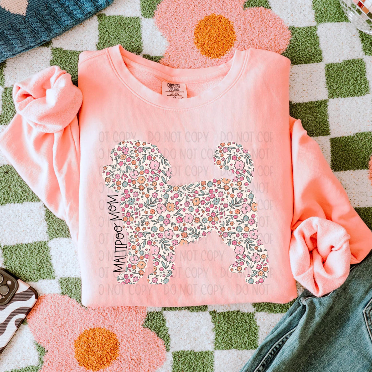 Maltipoo mom floral puppy (S&G) 90207 DTF transfer